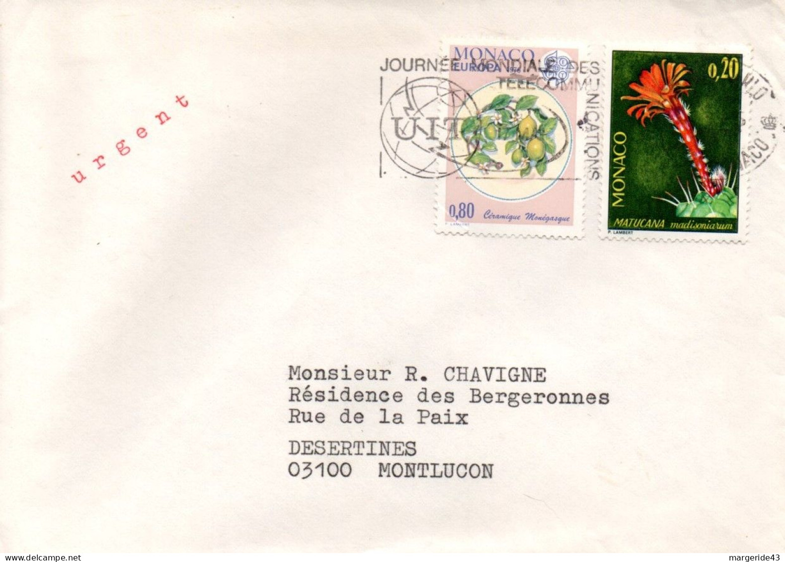 MONACO AFFRANCHISSEMENT COMPOSE SUR LETTRE POUR LA FRANCE 1977 - Cartas & Documentos