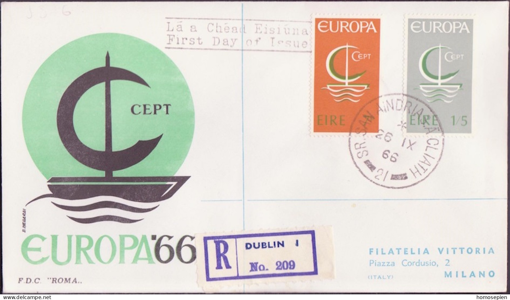 Irlande - Ireland - Irland FDC7 1966 Y&T N°187 à 188 - Michel N°188 à 189 - EUROPA - FDC