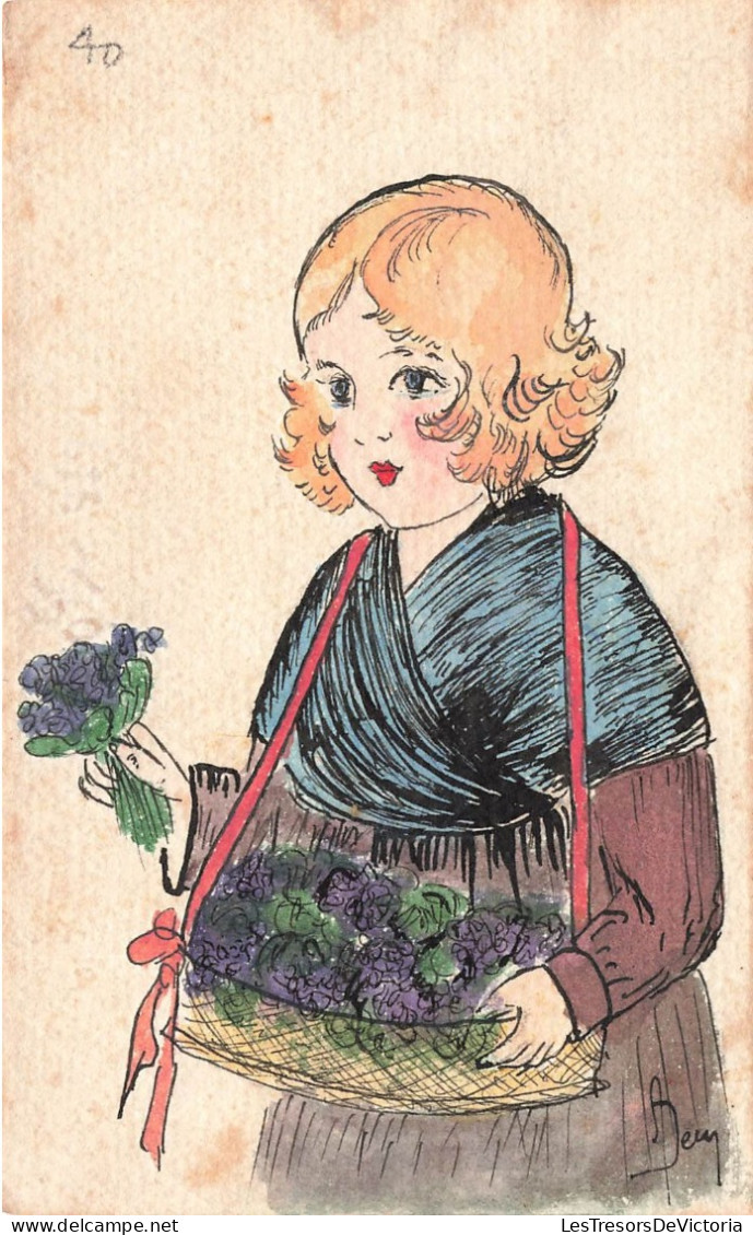 ILLUSTRATEUR - Une Marchande De Fleurs - Colorisé - Carte Postale Ancienne - Sonstige & Ohne Zuordnung