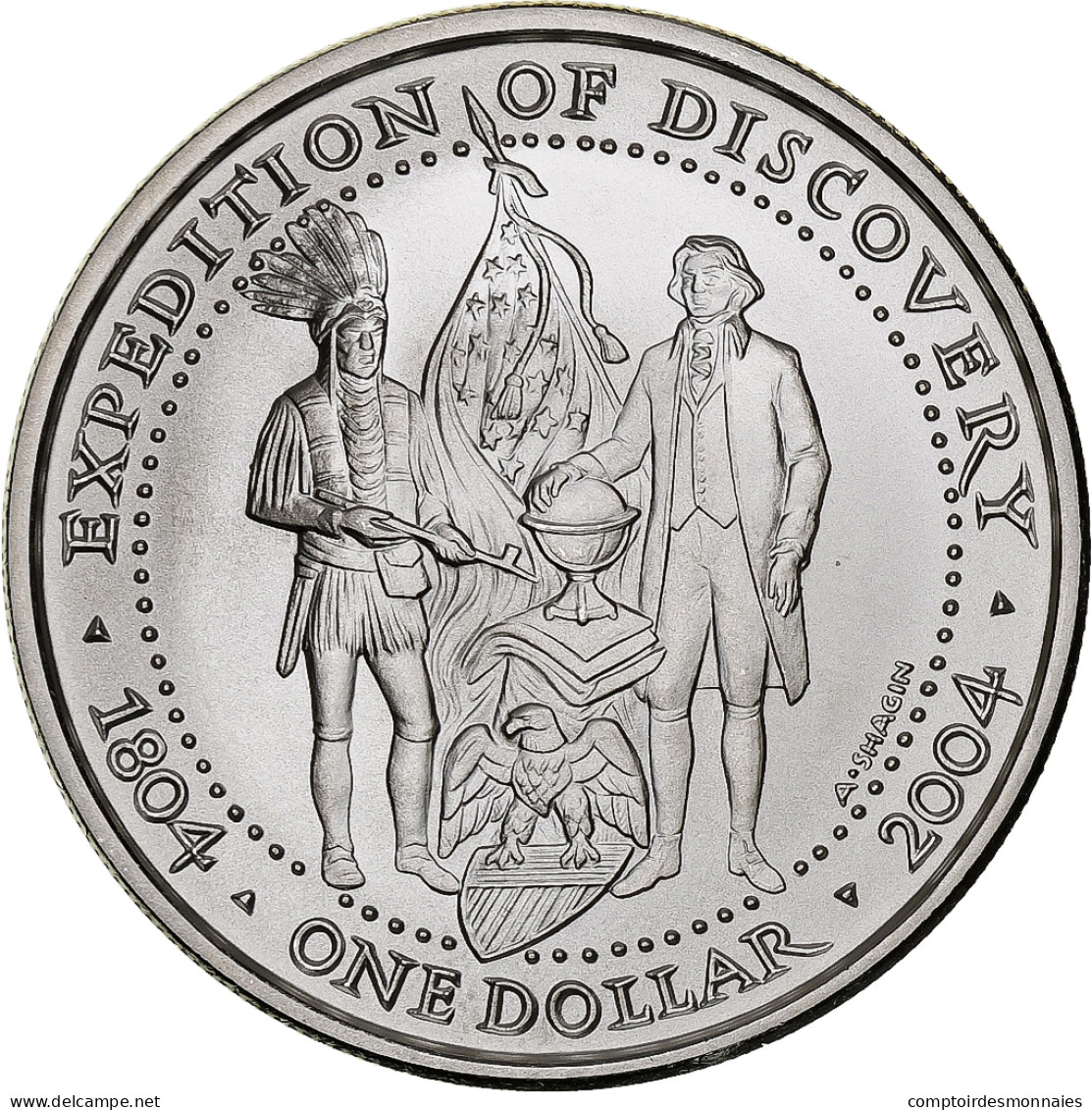 États-Unis, Dollar, The Sovereign Nation Of The Shawnee Tribe, 2004, Flan Mat - Herdenking