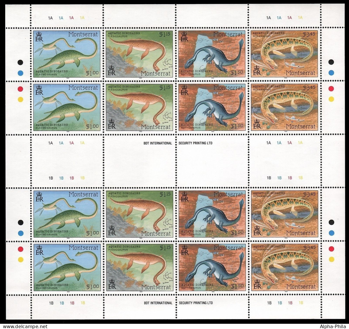 Montserrat 1994 - Mi-Nr. 892-895 ** - MNH - Dinosaurier / Dinosaurs - Montserrat