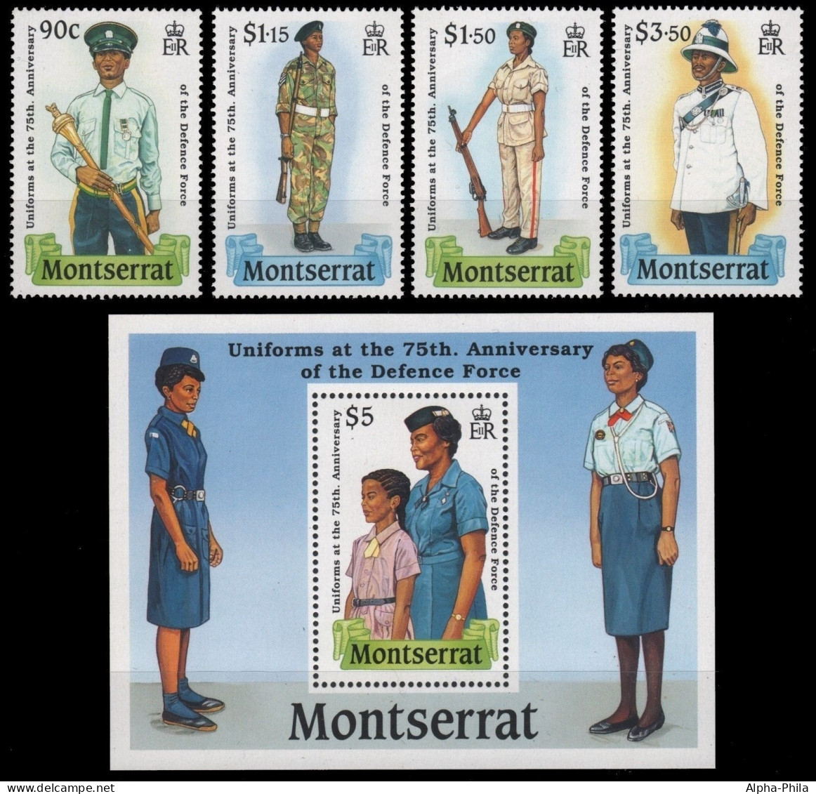Montserrat 1989 - Mi-Nr. 736-739 & Block 51 ** - MNH - Uniformen / Uniforms - Montserrat