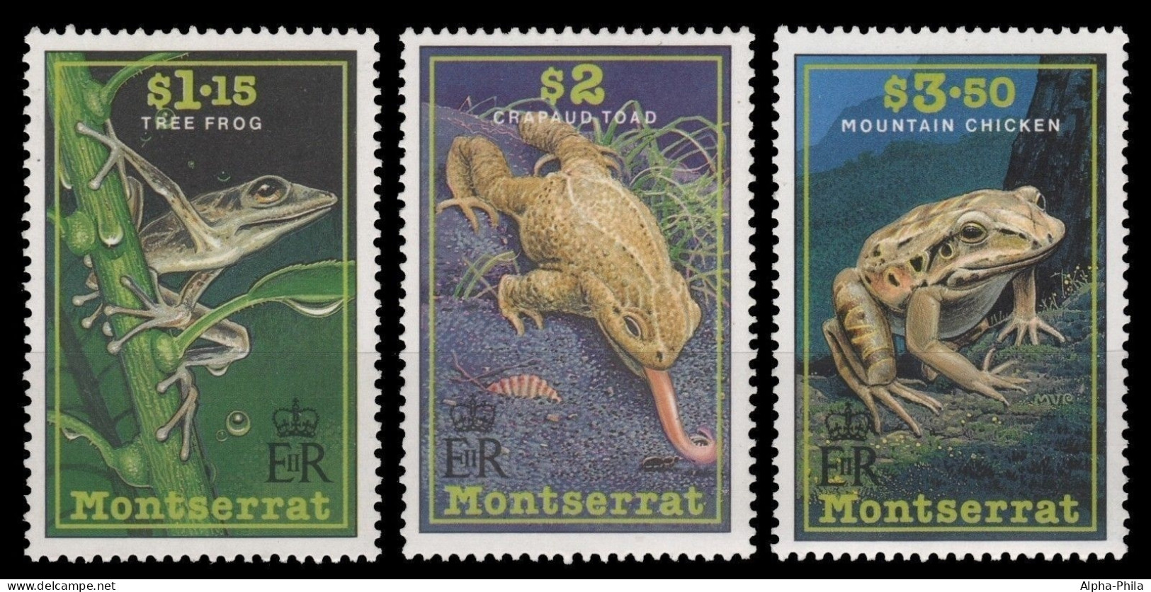 Montserrat 1991 - Mi-Nr. 813-815 ** - MNH - Amphibien / Amphibians - Montserrat