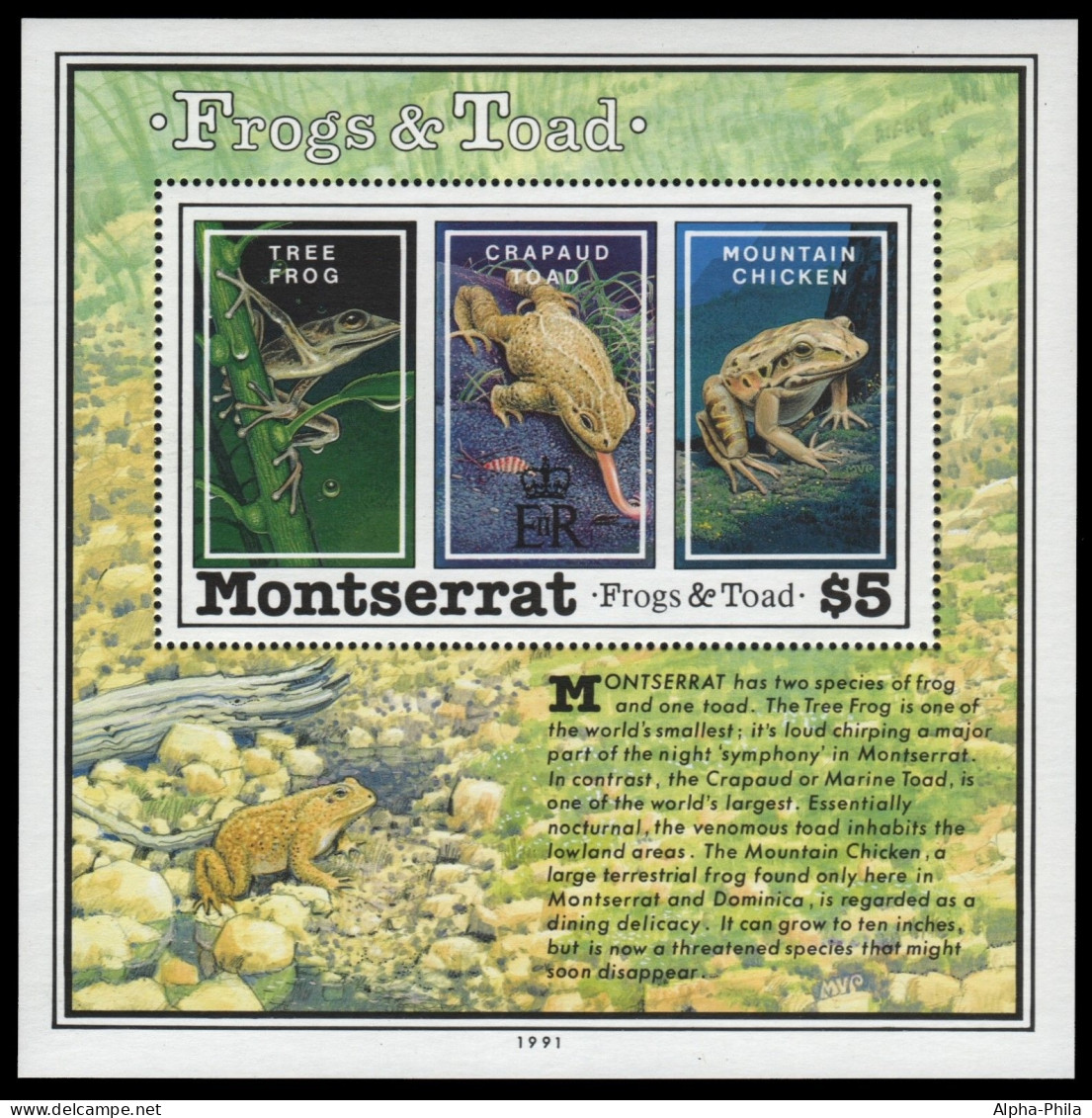 Montserrat 1991 - Mi-Nr. Block 61 ** - MNH - Amphibien / Amphibians - Montserrat