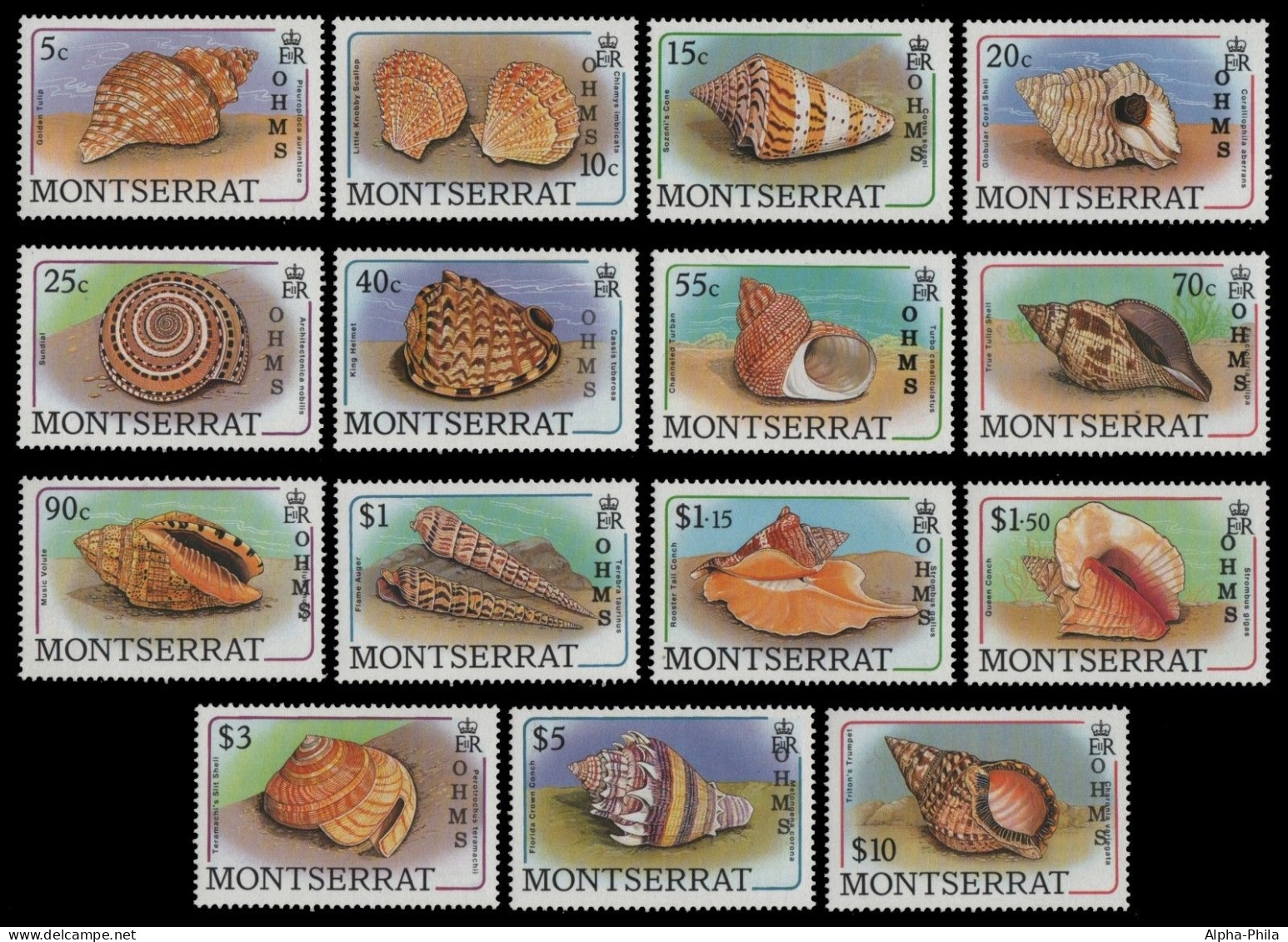 Montserrat 1989 - Mi-Nr. Dienst 66-80 ** - MNH - Meeresschnecken - Montserrat