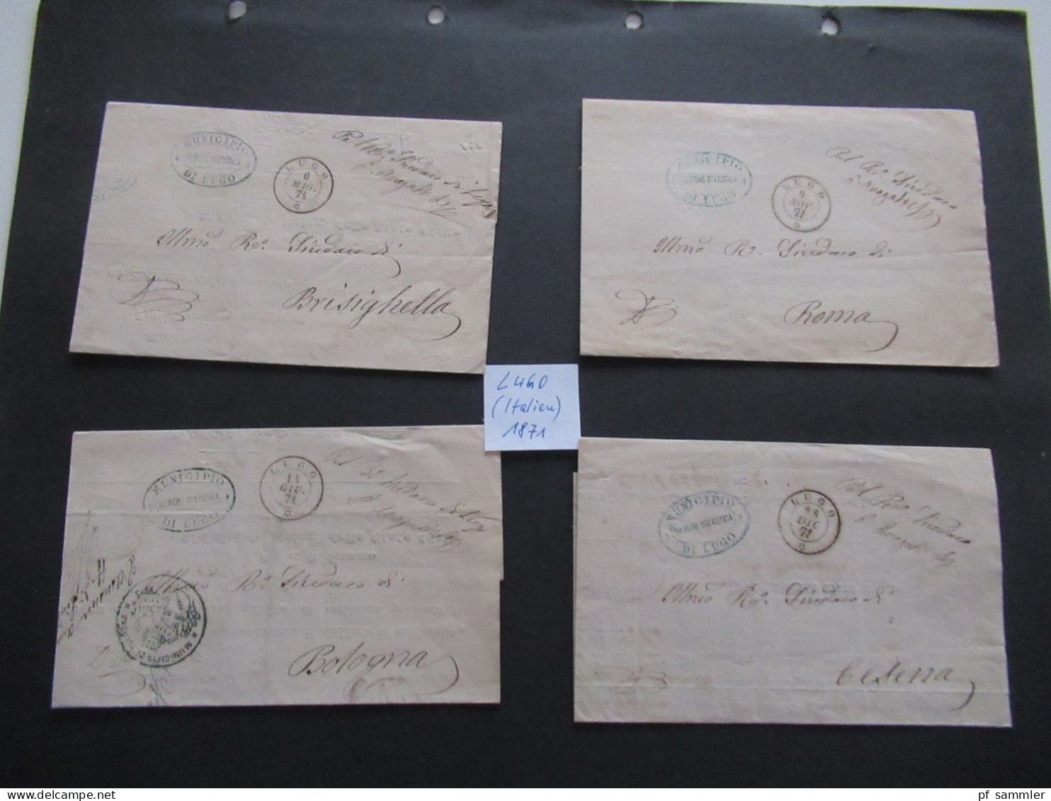 Italien 1871 Notificazione Di Cambiamento Di Residenza Municipio Sezione Statistica Di Lugo. Viele Stempel / 4 Belege - Poststempel