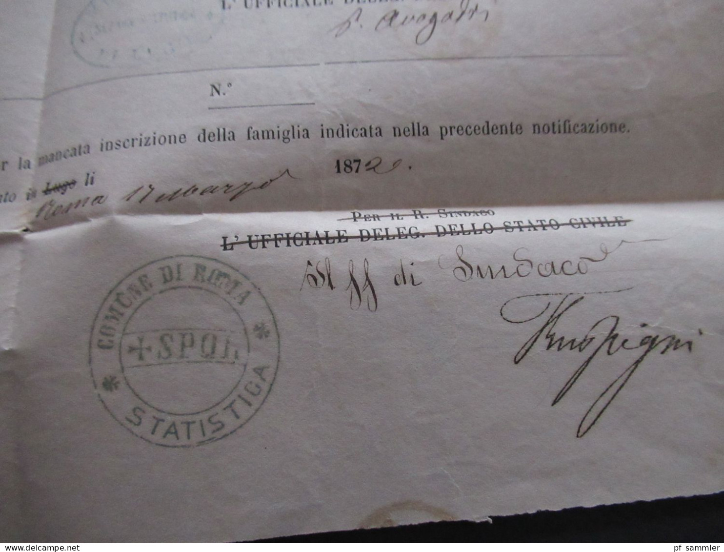 Italien 1871 Notificazione Di Cambiamento Di Residenza Municipio Sezione Statistica Di Lugo. Viele Stempel / 4 Belege