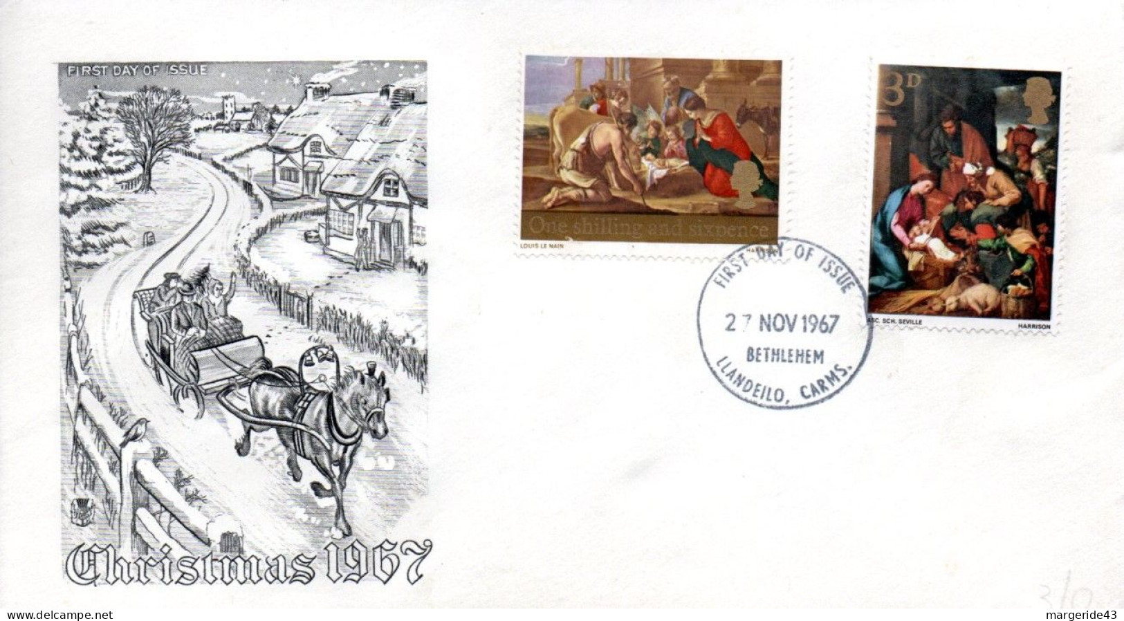 GB FDC 1967 NOEL - 1952-71 Ediciones Pre-Decimales