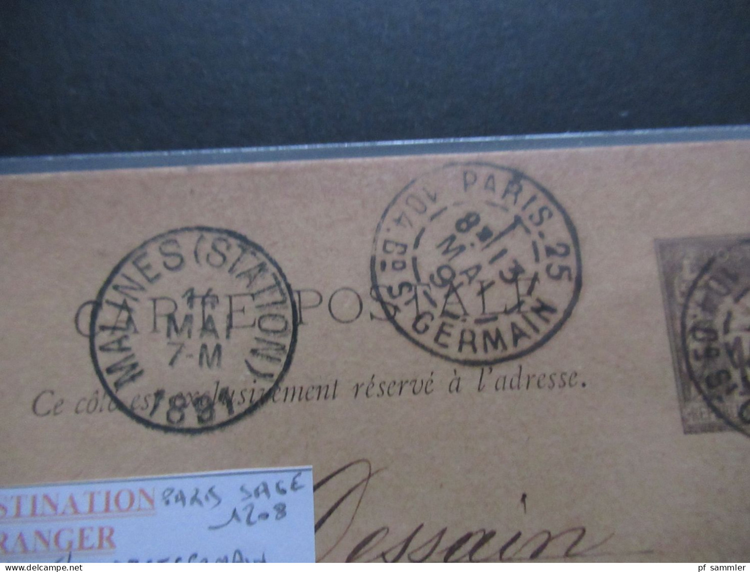 Frankreich 1889 / 1890 guter Ganzsachen Posten Auslands PK Paris nach Belgien viele Stempel Malines (Station) mit 10 Stk