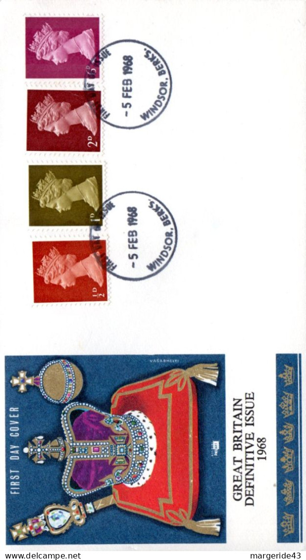 GB FDC 1968 SERIE COURANTE - 1952-1971 Em. Prédécimales