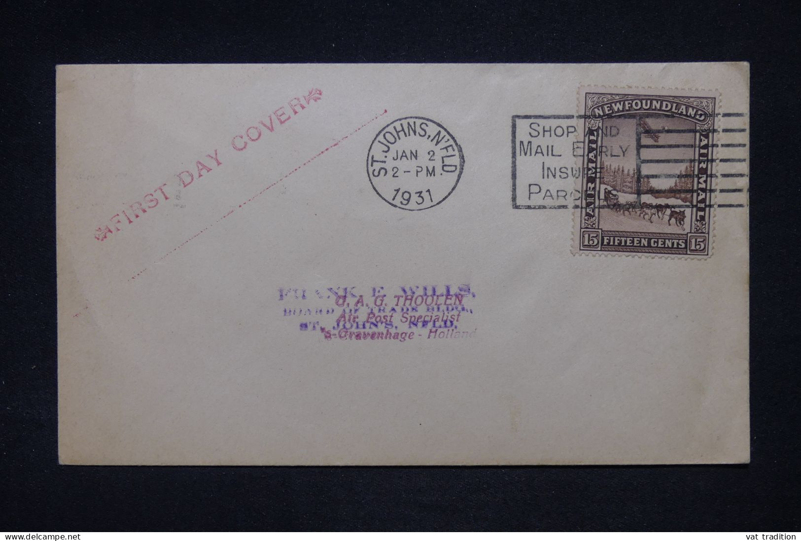 TERRE NEUVE - Enveloppe FDC En 1931 - Chiens De Traîneau - L 148867 - 1908-1947