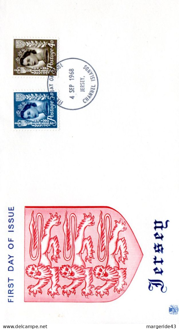 GB FDC 1968 SERIE COURANTE - JERSEY - 1952-1971 Em. Prédécimales