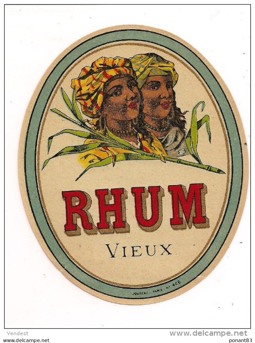 Etiquette Ancienne   RHUM Vieux --  Imprimeur Jouneau - - Rhum