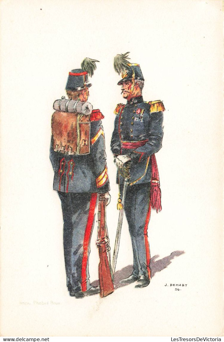 FOLKLORE - Costumes Militaires Belges - Génie - Capitaine Et Sergent Major - Carte Postale Ancienne - Costumes