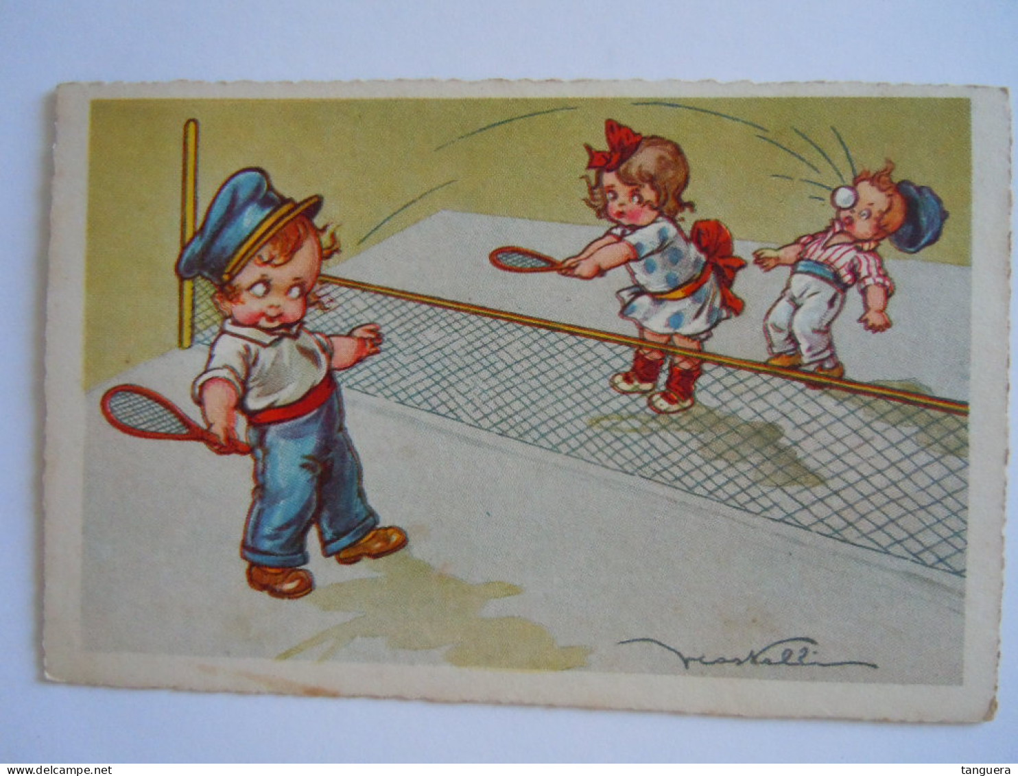 Illustration V. Castelli Enfants Tennis Kinderen Edit Degami 972 Circulée 1935 Oostende - Castelli