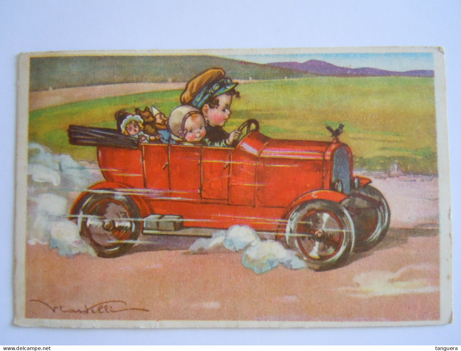 Illustration V. Castelli Enfants Auto Jouets Poupée Nounours Kinderen Speelgoed Beer Edit Degami 973 Circulée 1938 Ieper - Castelli