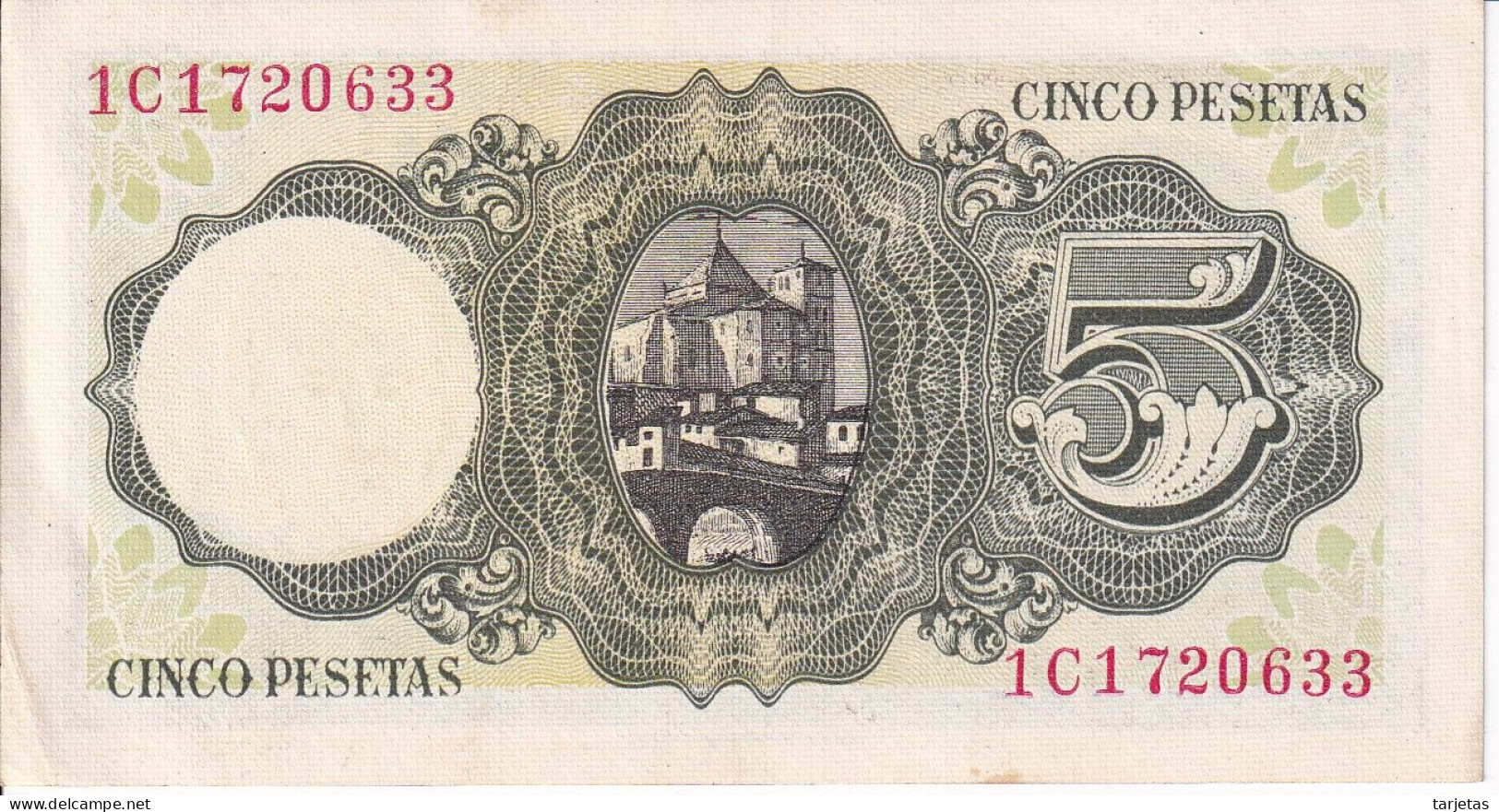 BILLETE DE ESPAÑA DE 5 PTAS DEL 16/08/1951 SERIE 1C EN CALIDAD EBC  (XF) (BANKNOTE) - 5 Pesetas