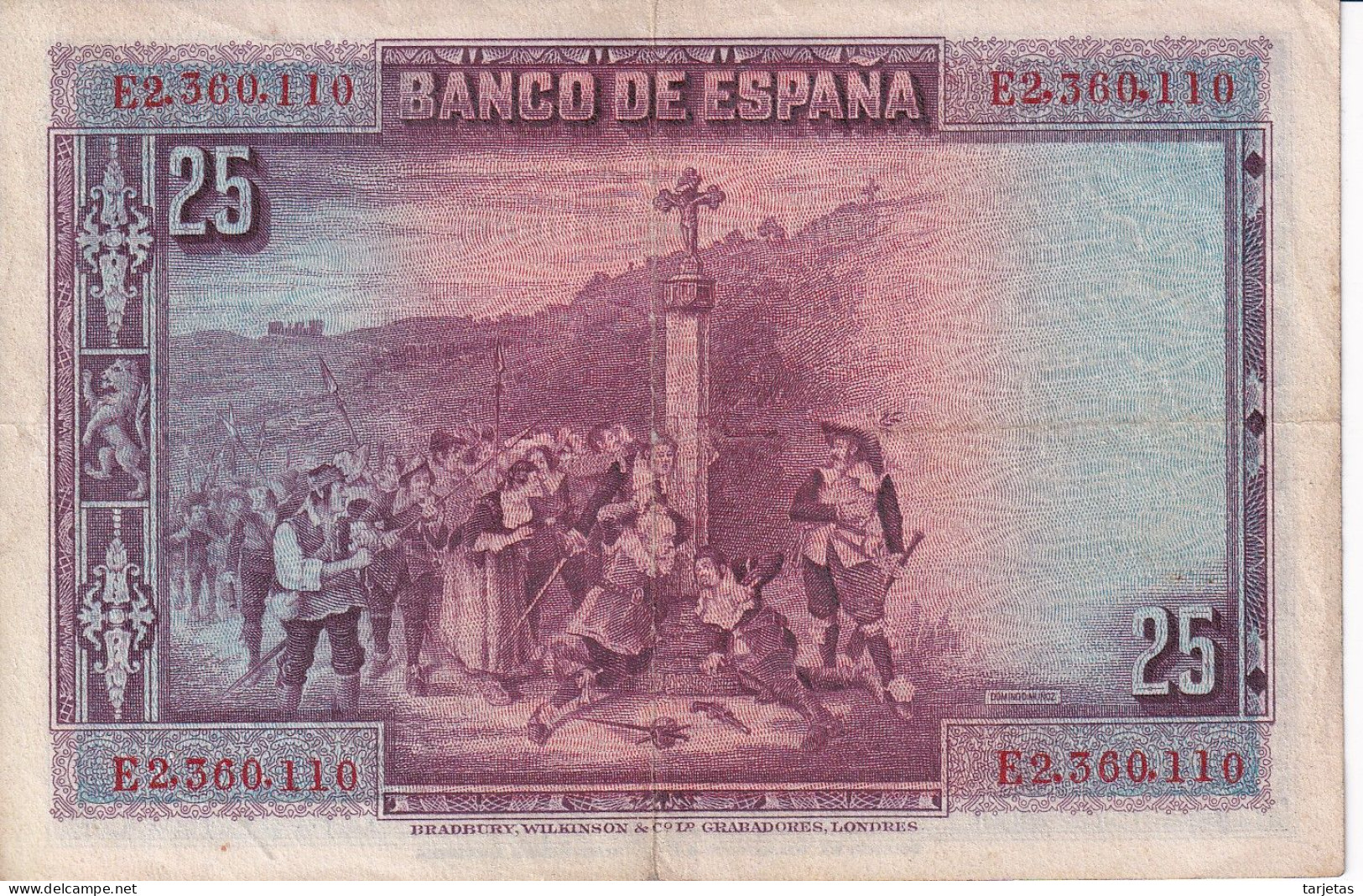 BILLETE DE ESPAÑA DE 25 PTAS DEL AÑO 1928 SERIE E (BANKNOTE) - 1-2-5-25 Pesetas