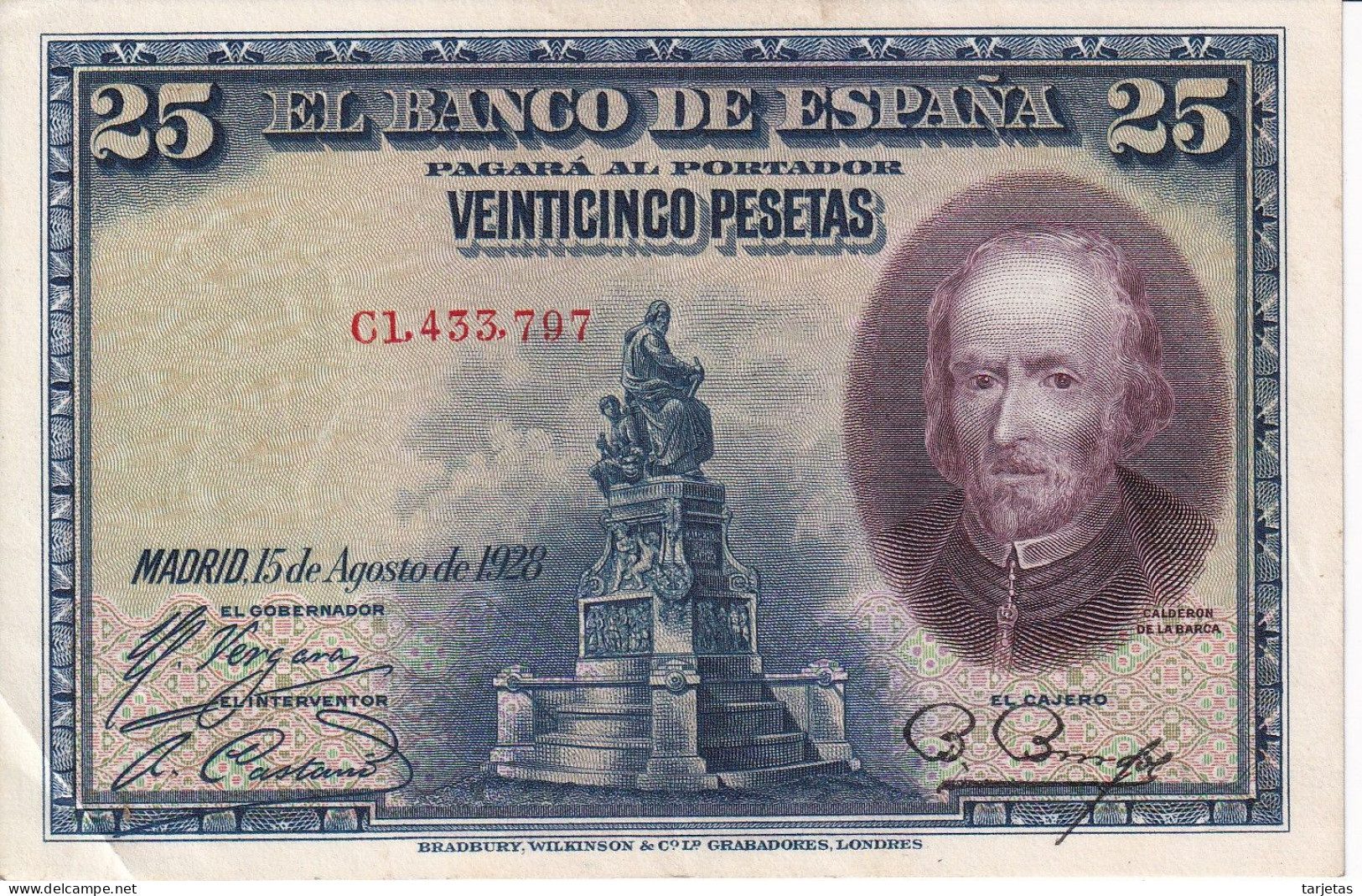 BILLETE DE ESPAÑA DE 25 PTAS DEL AÑO 1928 SERIE C CALIDAD EBC (XF) (BANKNOTE) - 1-2-5-25 Peseten