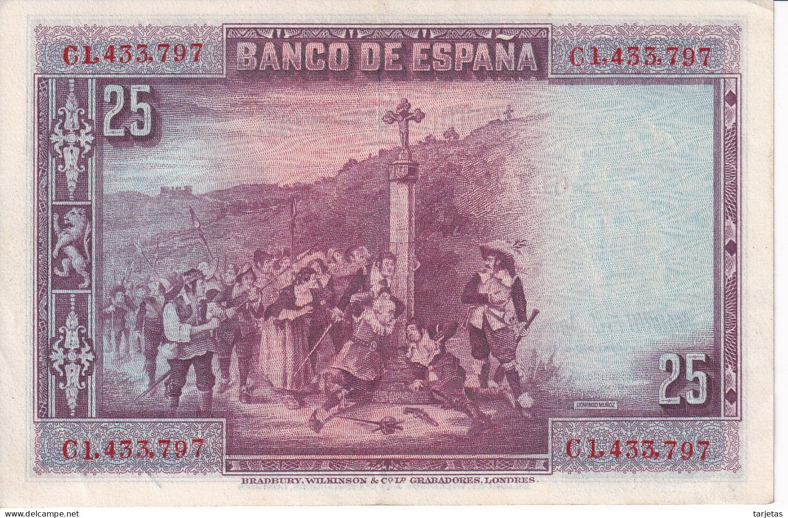 BILLETE DE ESPAÑA DE 25 PTAS DEL AÑO 1928 SERIE C CALIDAD EBC (XF) (BANKNOTE) - 1-2-5-25 Pesetas