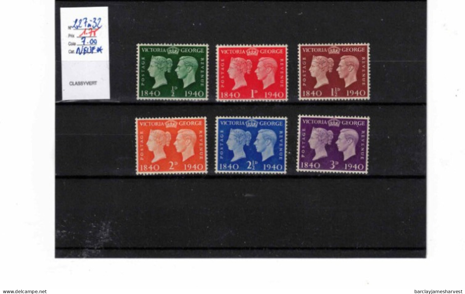 Timbres Grande-Bretagne Neuf* 227à 232 - Nuevos