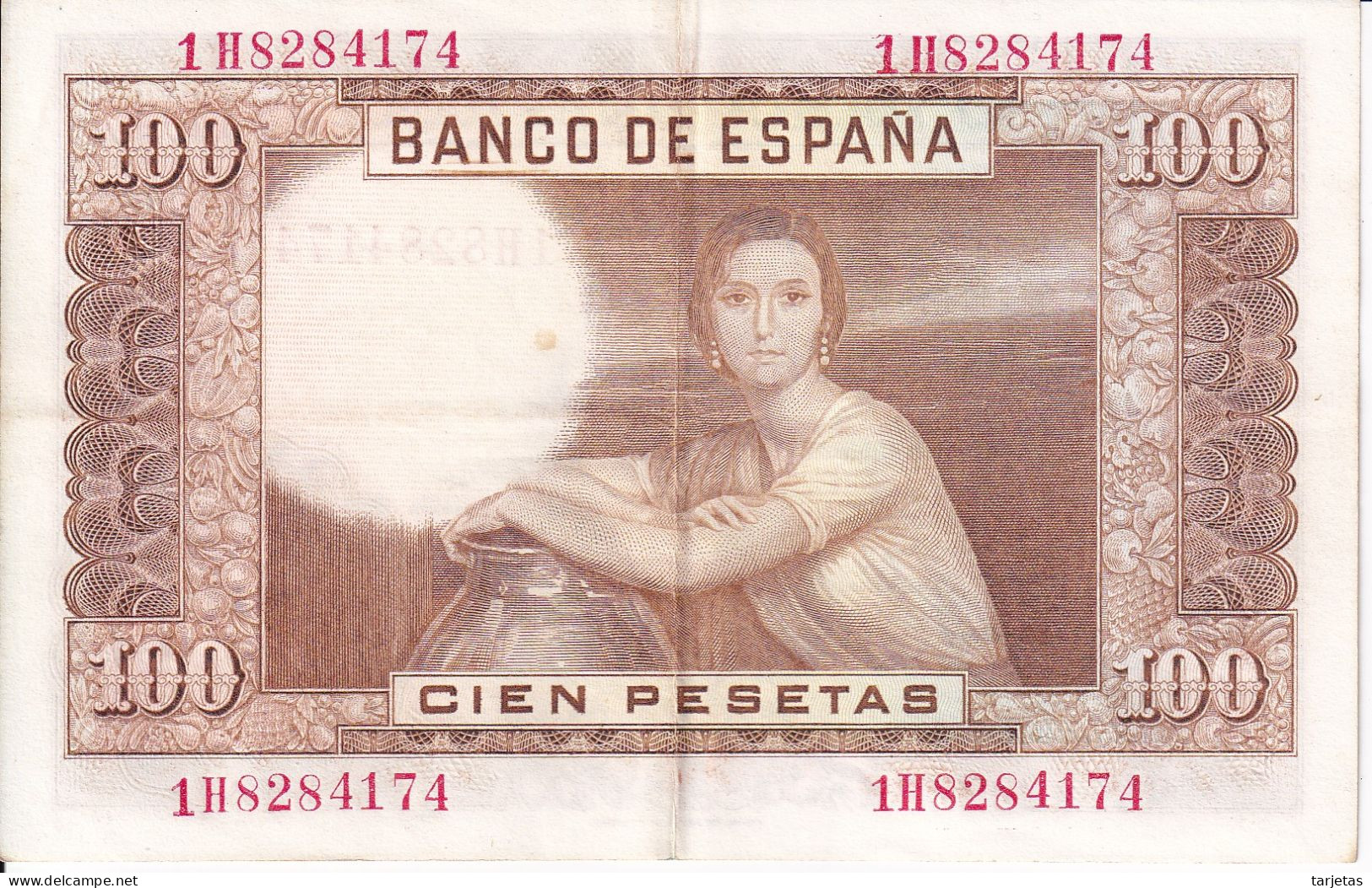 BILLETE DE ESPAÑA DE 100 PTAS DEL 7/04/1953 SERIE 1H (BANKNOTE) - 100 Pesetas