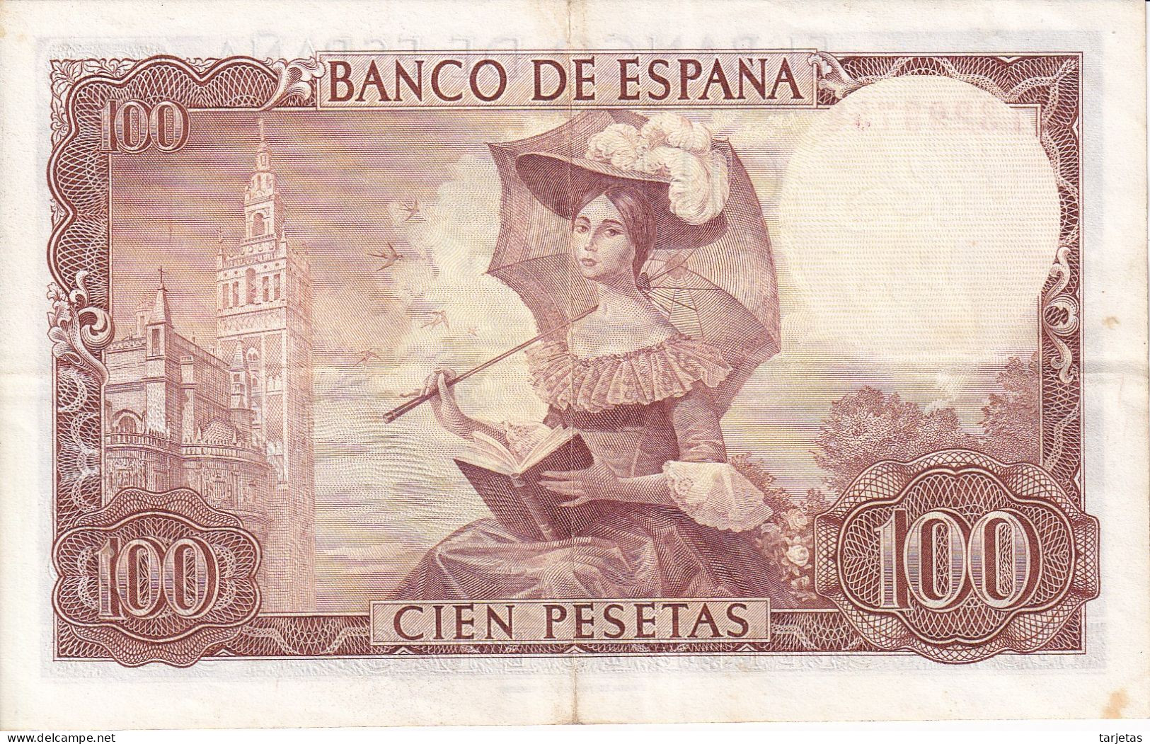 BILLETE DE 100 PESETAS DEL AÑO 1965 DE ADOLFO BECQUER SERIE 1I EN CALIDAD MBC (VF) (BANKNOTE) - 100 Peseten