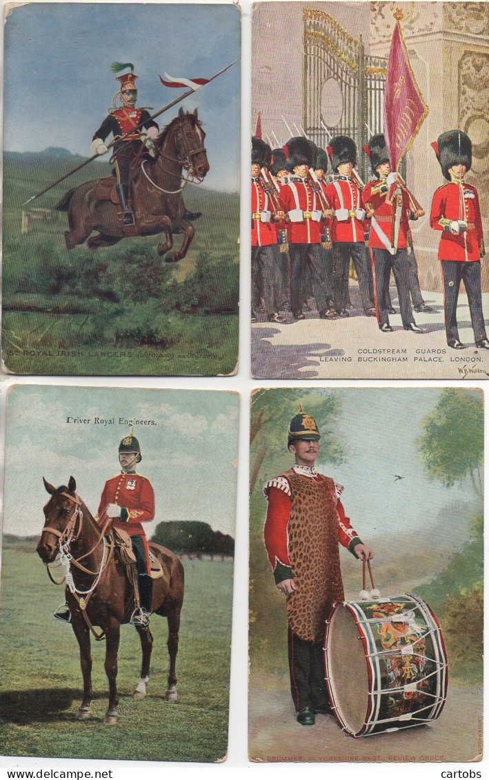 Royaume-Uni  Lot De 4 Cartes Illustrées De Militaires (1) - Collections & Lots
