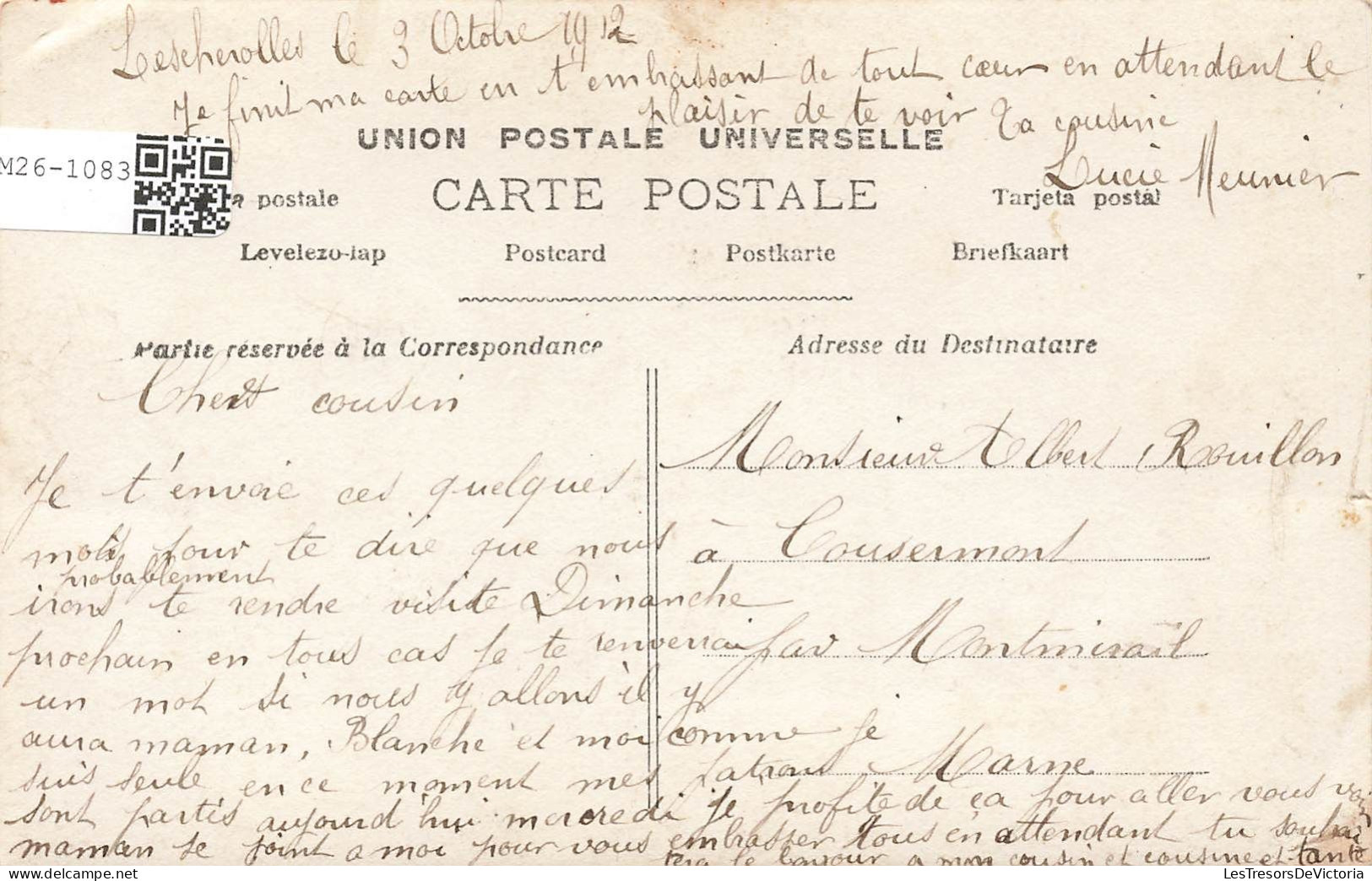 COUPLE - Monsieur Offre Une Fleur à Madame - Carte Postale Ancienne - Coppie