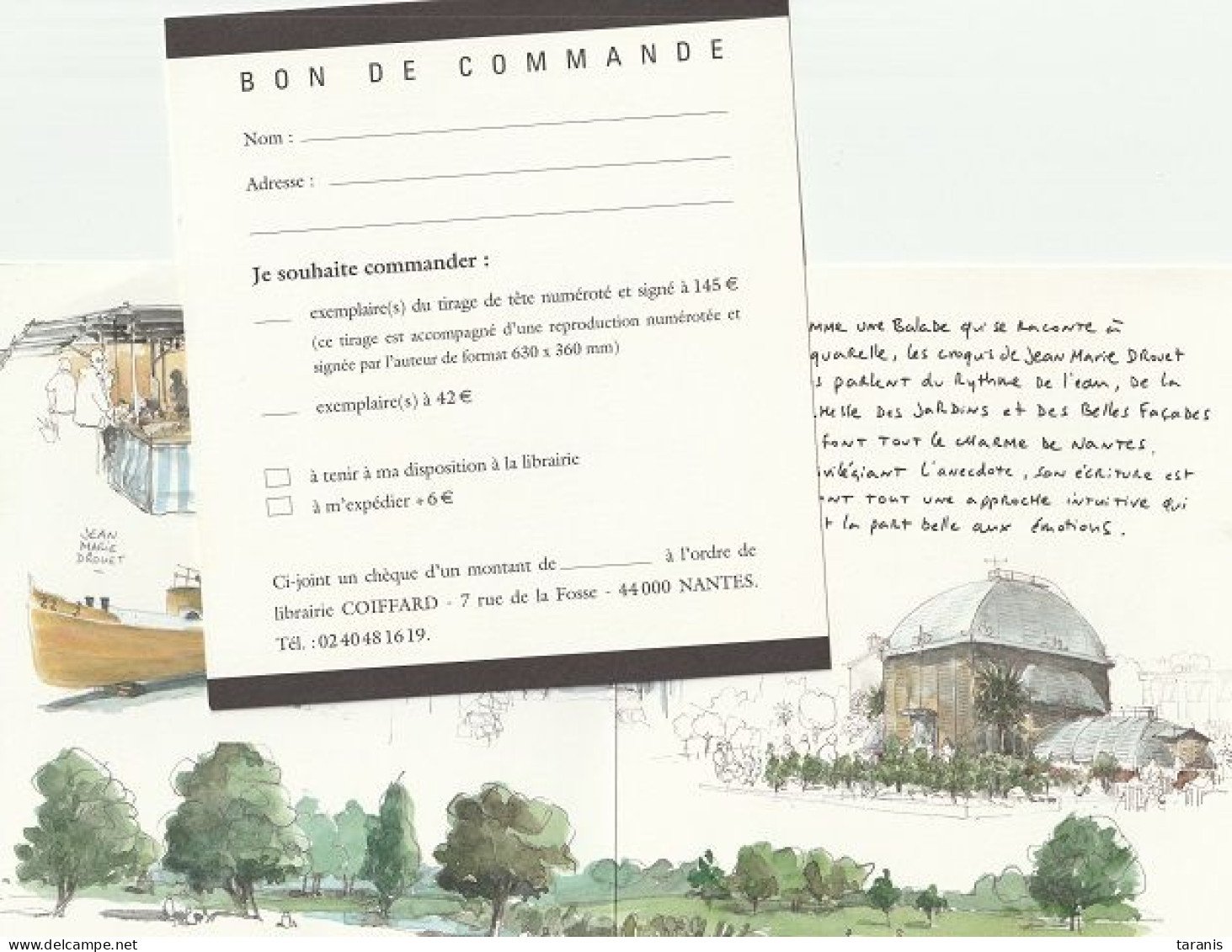 COIFFARD - NANTES - DROUET - Bon De Commande Illustré 13.5x15 TBon Etat (voir Scan) - Andere Accessoires