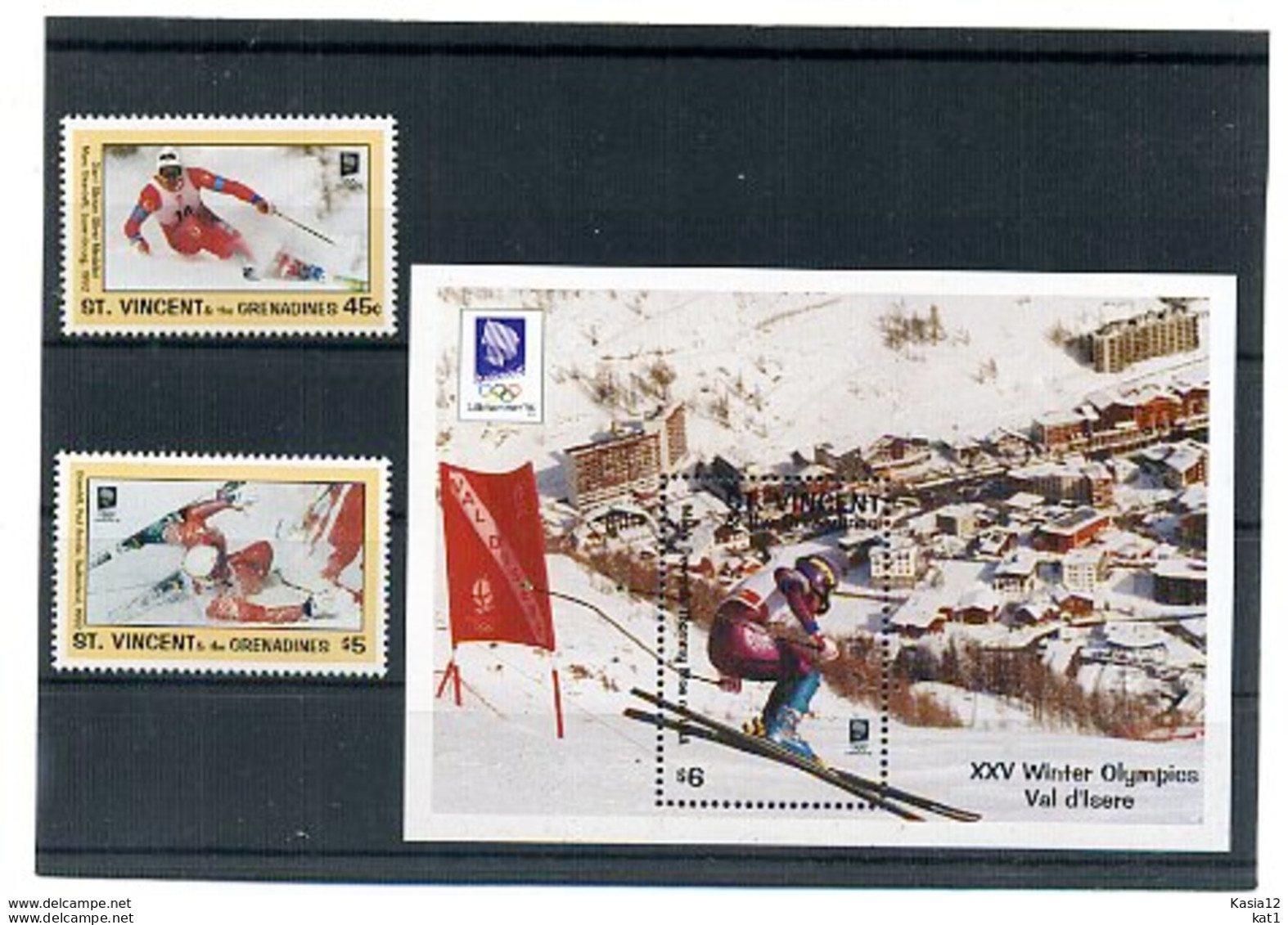 A23877)Olympia 94: St. Vincent 2445 - 2446** + Bl 281** - Inverno1994: Lillehammer