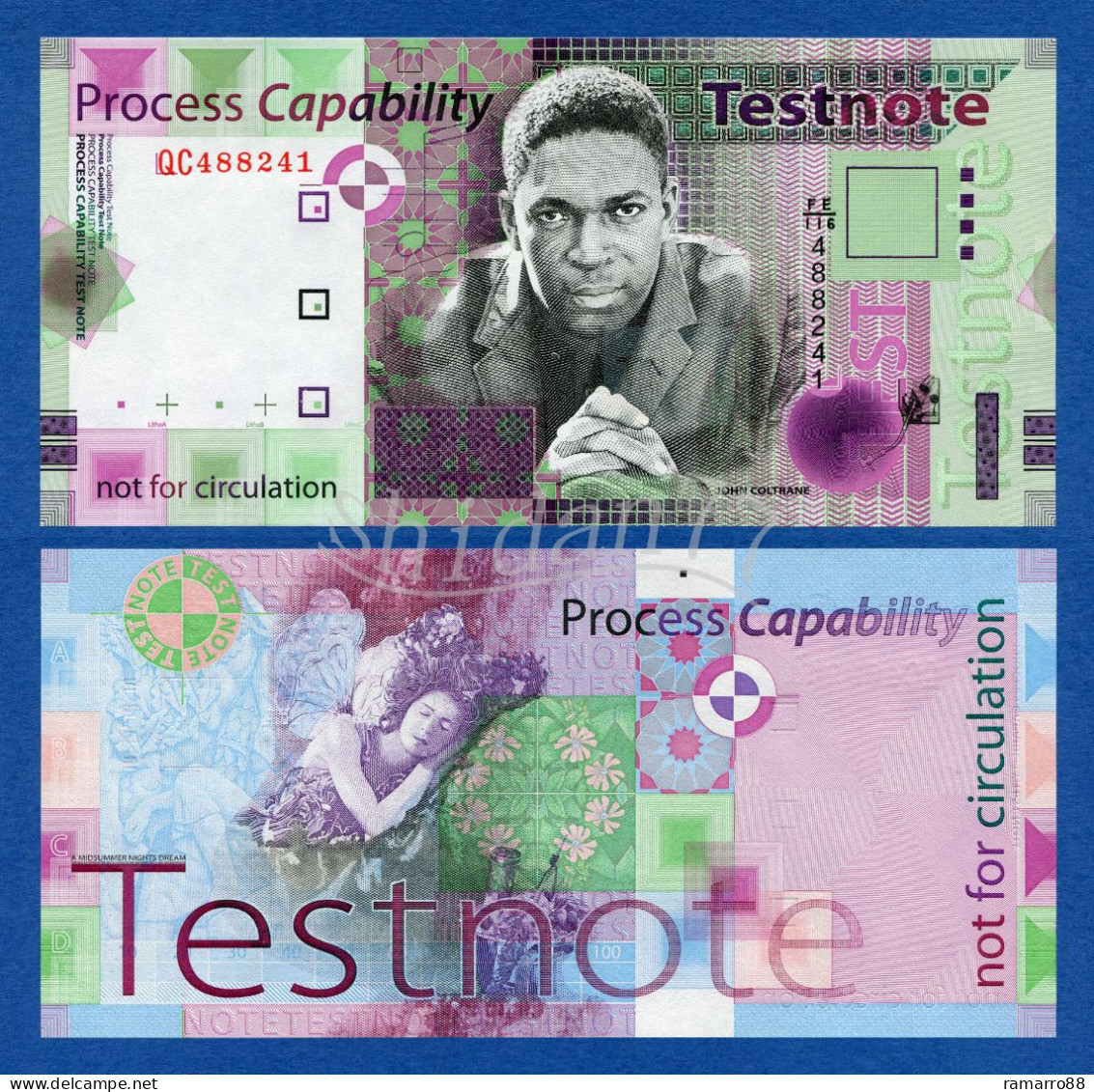 De La Rue John Coltrane - A Midsummer Night's Dream Specimen Test Note Unc - Ficción & Especímenes