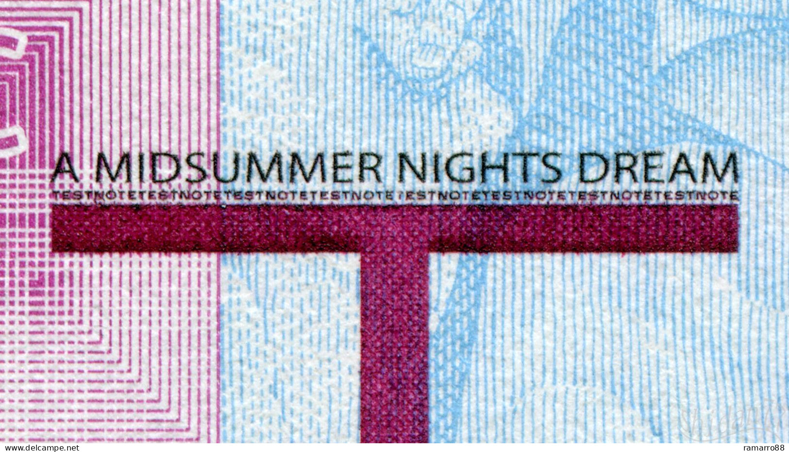 De La Rue John Coltrane - A Midsummer Night's Dream Specimen Test Note Unc - Fictifs & Spécimens