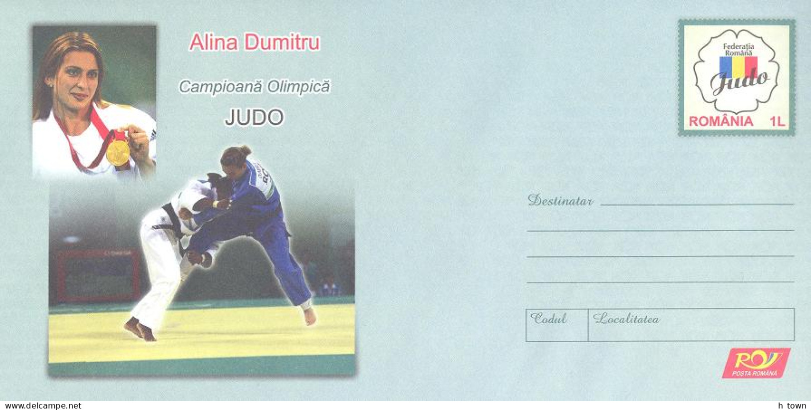 718  Championne Olympique De Judo - Beijng Olympic Gold Medal Winner. Postal Stationery Cover From Romania - Judo