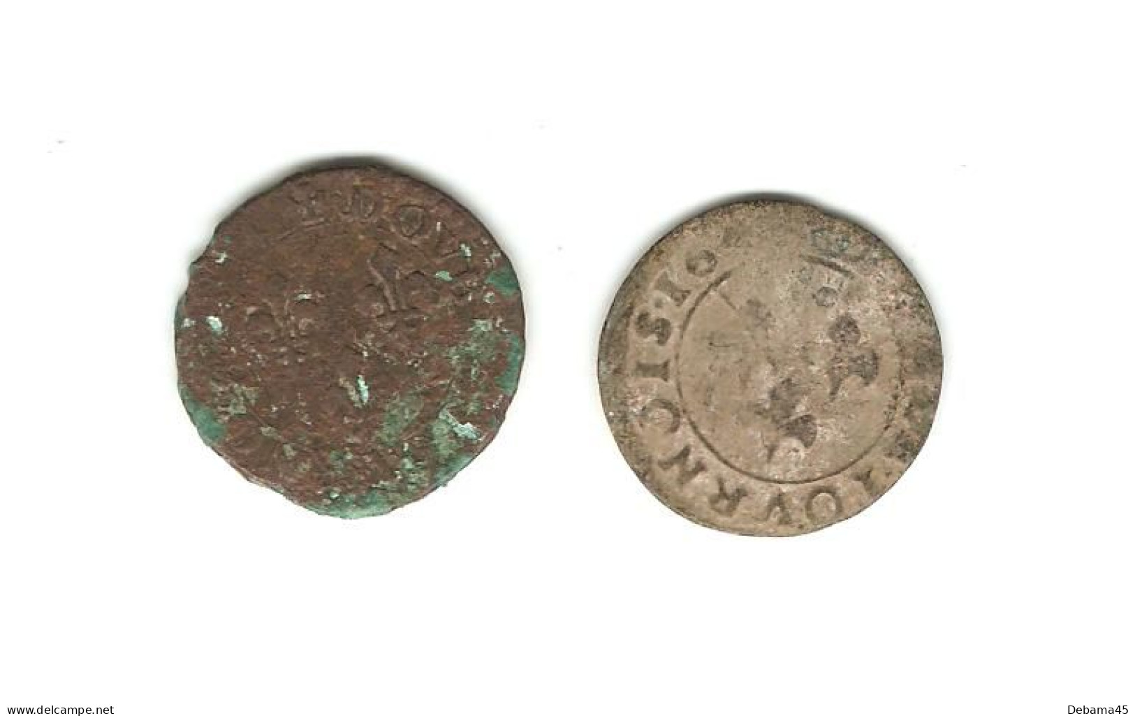 346/ France : 2 Double Tournois : Louis XIII  Et Henri De La Tour D'Auvergne ??? - 1610-1643 Luis XIII El Justo