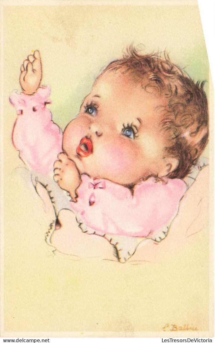 ILLUSTRATION SIGNE - L Battiss - Bébé En Pyjama Rose Et Aux Yeux Bleus - Carte Postale - Sonstige & Ohne Zuordnung