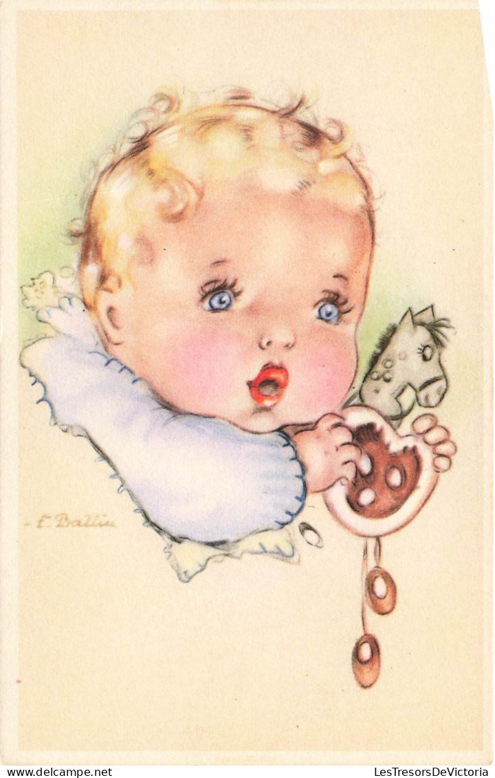 ILLUSTRATION SIGNE - L Battiss - Bébé Avec Un Hochet - Bébé Blond - Carte Postale - Sonstige & Ohne Zuordnung