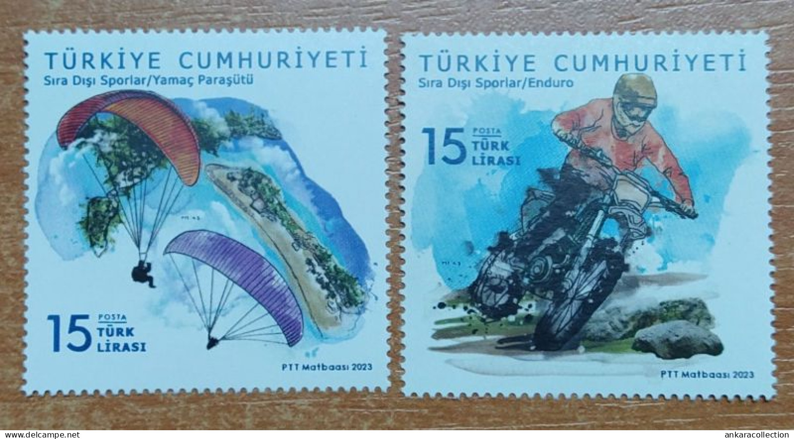 AC - TURKEY STAMP - EXTREME SPORTS  ENDRO MOTORCYCLE, OFF-ROAD RACING MOTORCYCLE, PARAGLIDING   MNH 07 DECEMBER 2023 - Nuovi