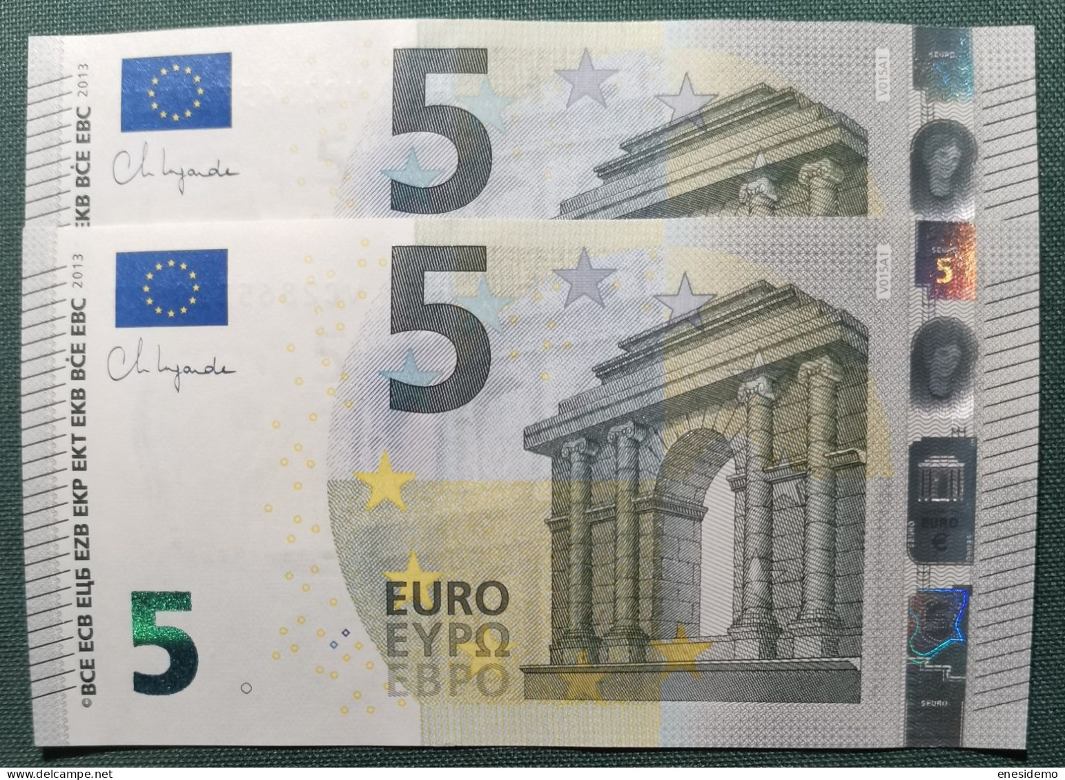 5 EURO SPAIN 2013 LAGARDE V015A1 VC SC FDS CORRELATIVE COUPLE RADAR 2 UNCIRCULATED PERFECT - 5 Euro