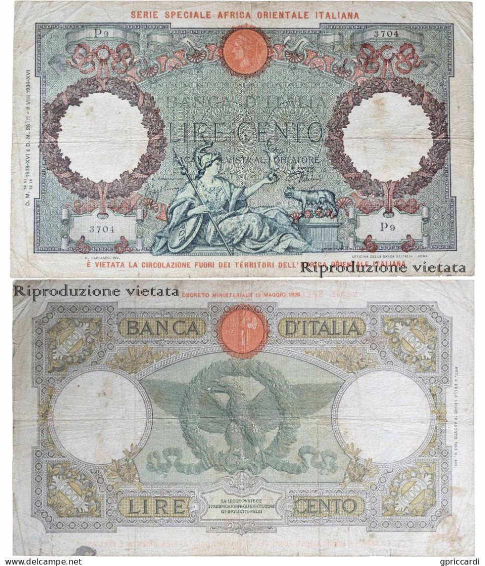 Banconota 100 Lire Africa Orientale Italiana - Sonstige & Ohne Zuordnung