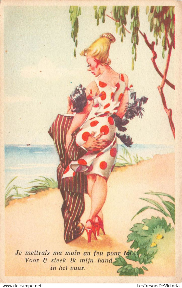 ILLUSTRATION NON SIGNE - Je Mettrais Ma Main Au Feu Pour Toi - Robe à Pois Rouges - Carte Postale - Contemporain (à Partir De 1950)