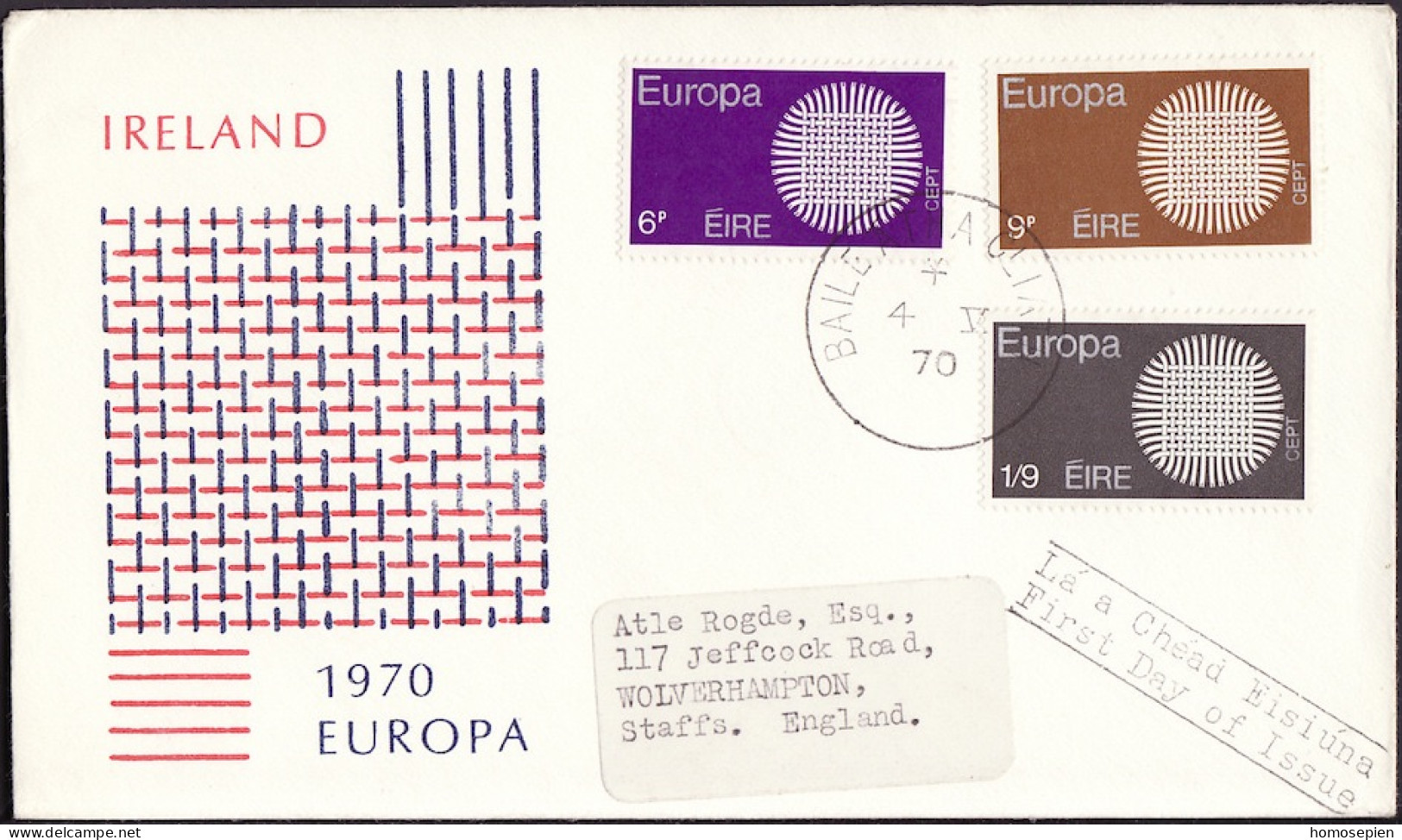 Europa CEPT 1970 Irlande - Ireland - Irland FDC5 Y&T N°241 à 243 - Michel N°239 à 241 - 1970