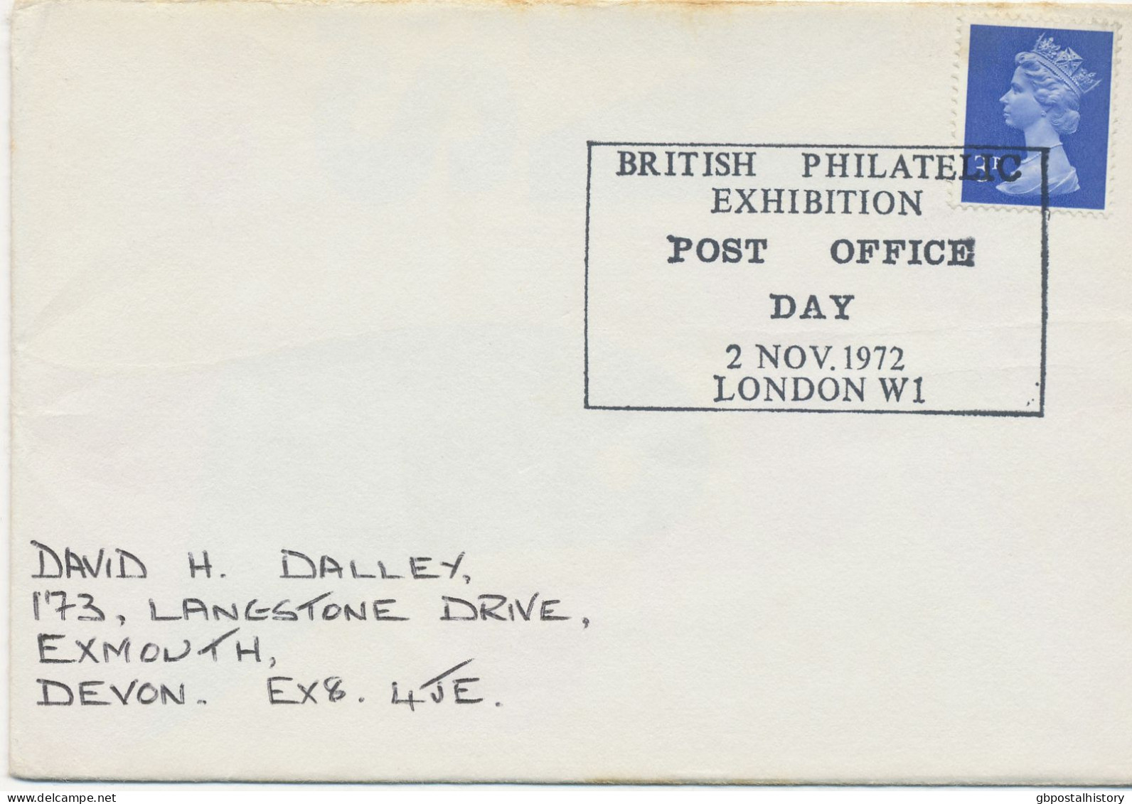 GB SPECIAL EVENT POSTMARKS 1972 BRITISH PHILATELIC EXHIBITION LONDON WI - POST OFFICE DAY - Covers & Documents