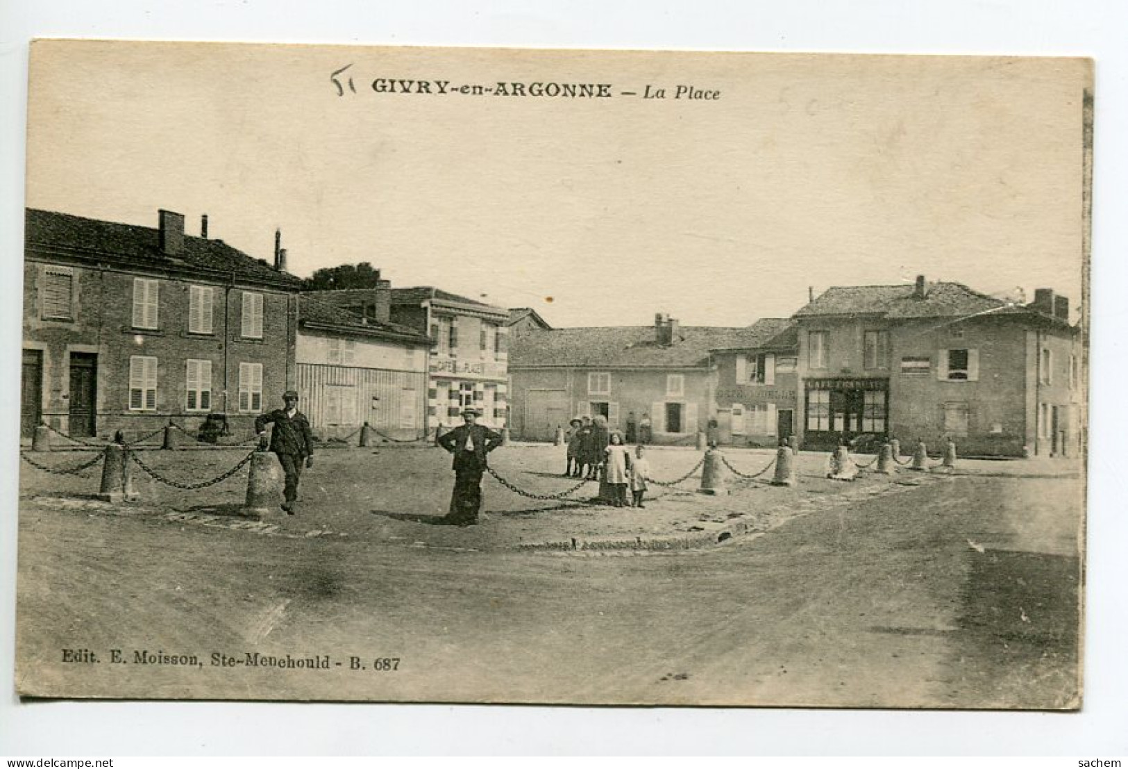 51 GIVRY En ARGONNE Villageois Sur La Place Edit E Moisson 687 - 1920    D11 2019  - Givry En Argonne