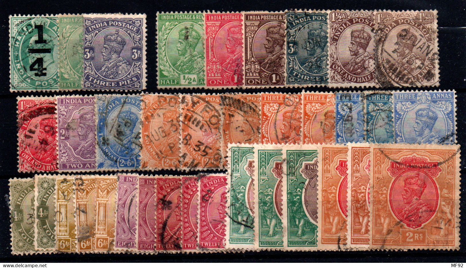 India Inglesa Nº 73A, 76/80, 81A/2, 84/92. Año 1909/26 - 1902-11  Edward VII