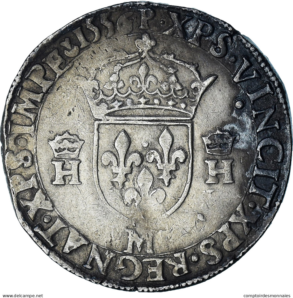 France, Henri II, Teston, 1556, Toulouse, Buste D, TB+, Argent, Gadoury:373D - 1547-1559 Henry II