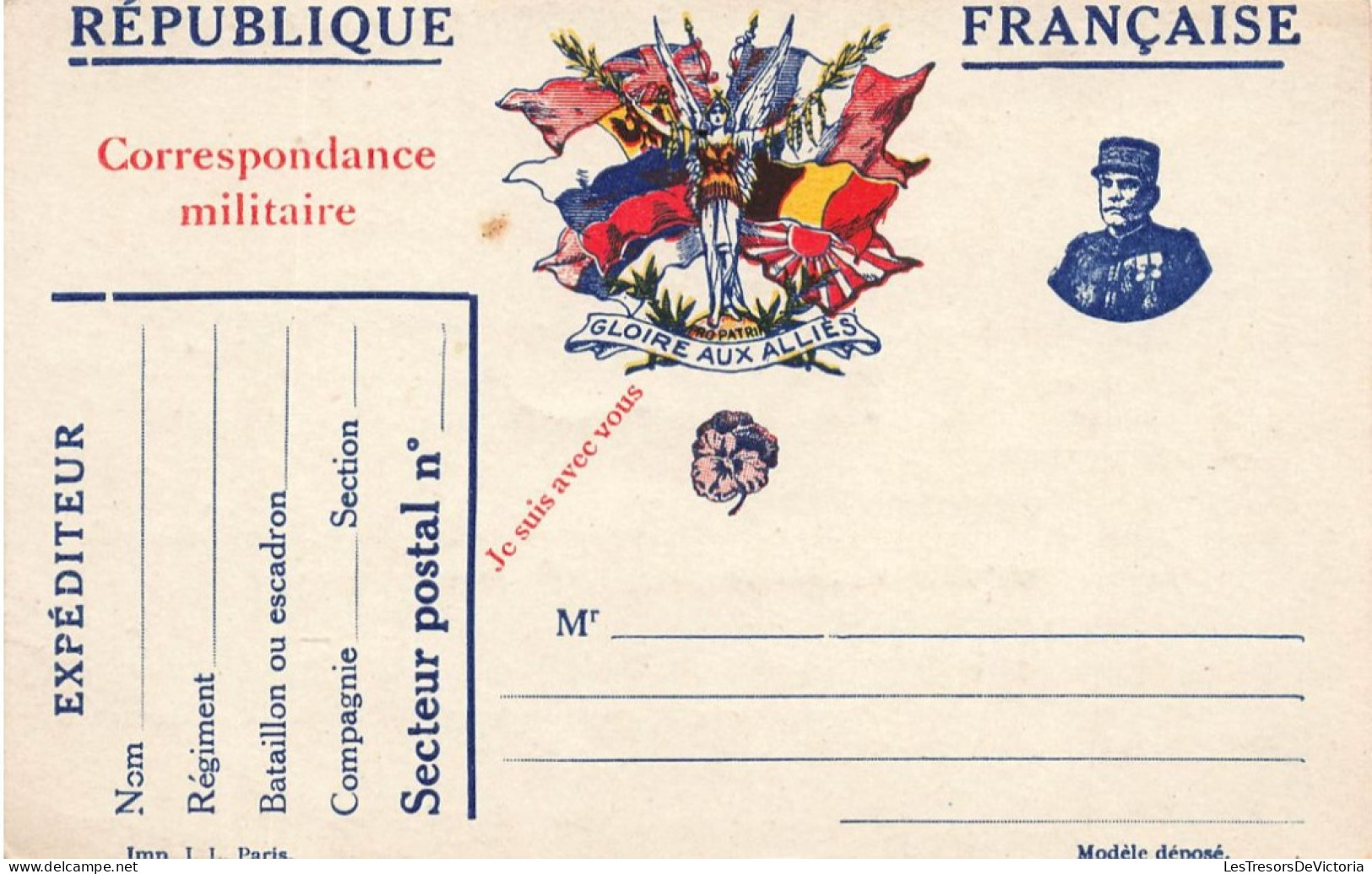 MILITARIA - République Française - Correspondance Militaire - Colorisé - Carte Postale Ancienne - Autres & Non Classés