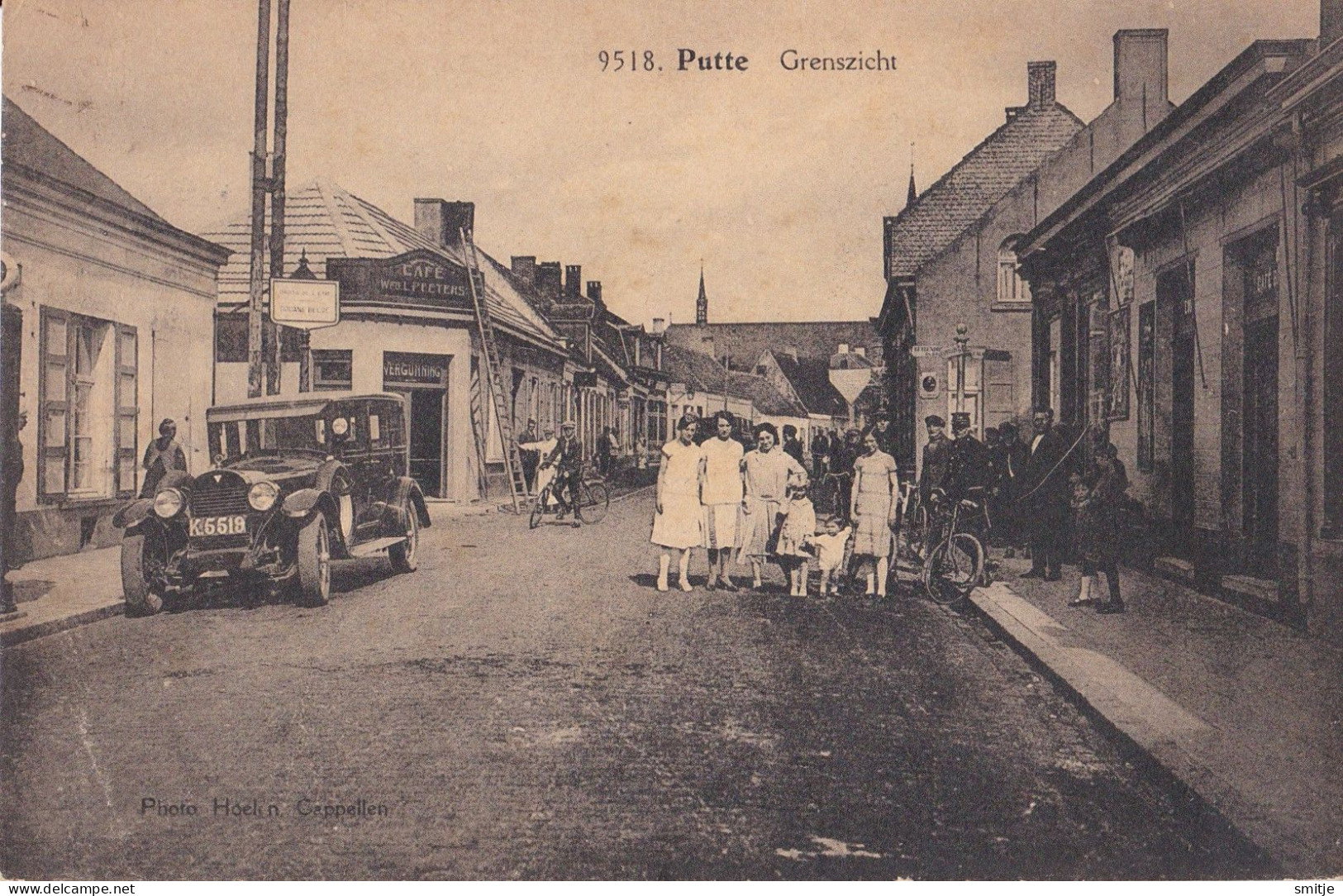 PUTTE 1929 GRENSZICHT GRENS DOUANE CAFÉ AUTO K-5519 VAN VLISSINGEN - MOOIE ANIMATIE - HOELEN KAPELLEN 9518 - Kapellen