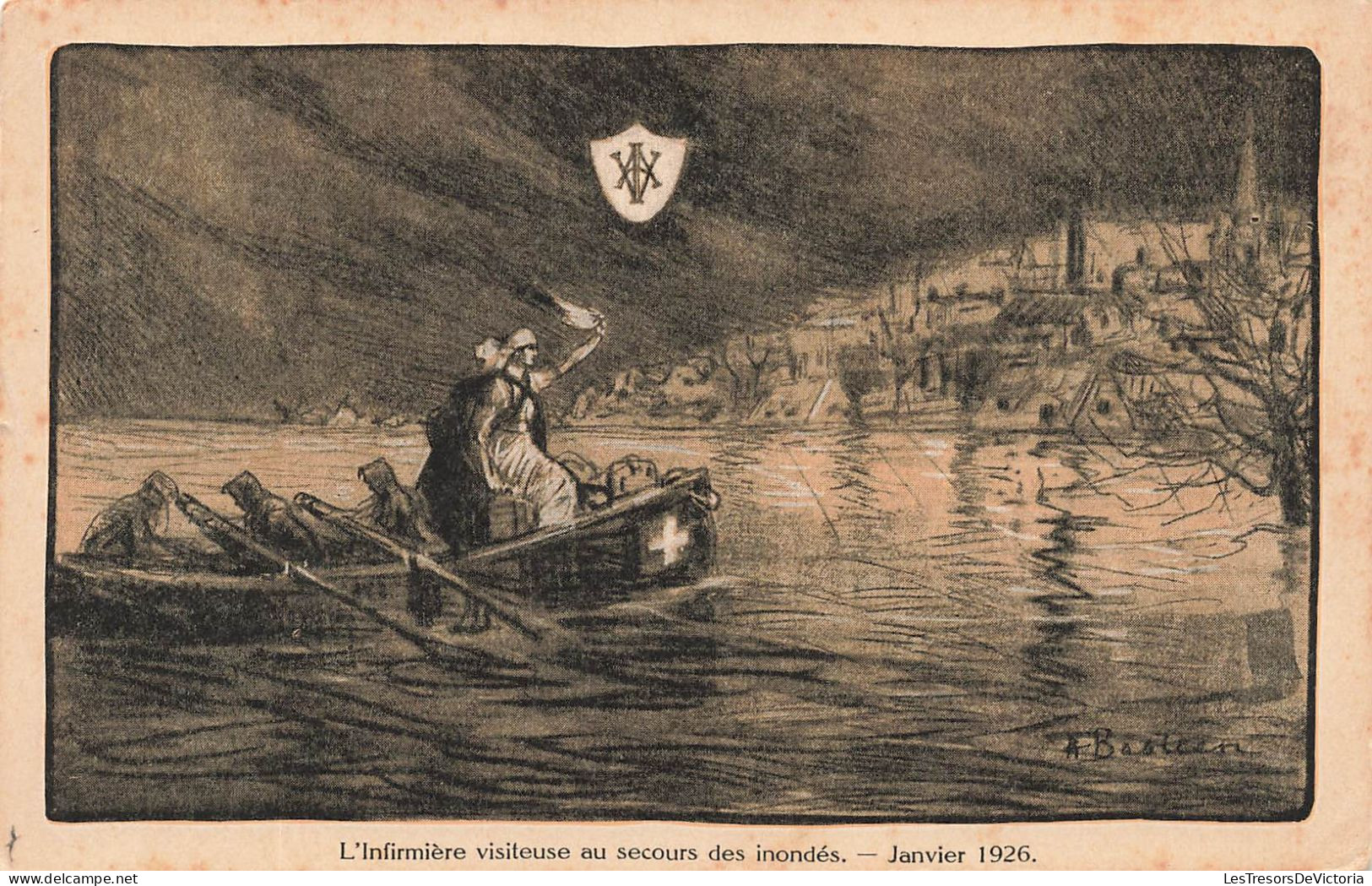 ILLUSTRATION - L'infirmière Visiteuse Au Secours Des Inondés - Janvier 1926 - Carte Postale Ancienne - Sonstige & Ohne Zuordnung
