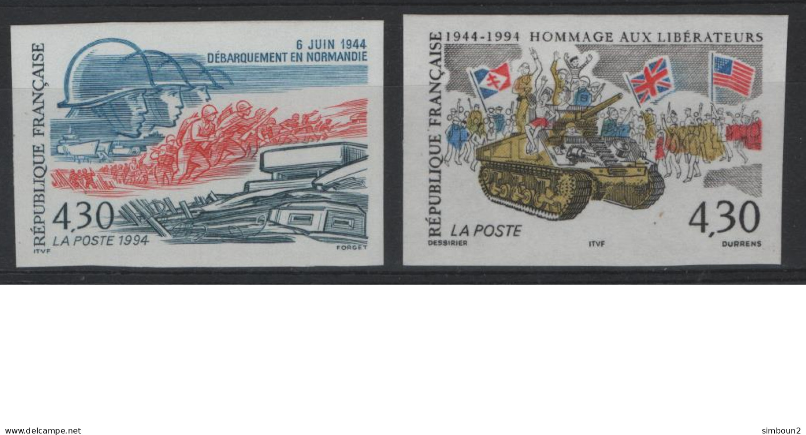 France 1994 N°2887-2888** Non Dentele Imperf Mint Never Hinged - 1991-2000